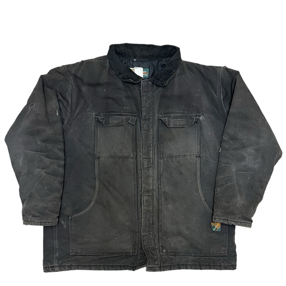 Vintage Distressed Wearguard Jacket Made in USA Bomber Lined Collar Puffy Grey